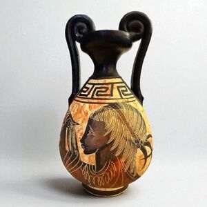 Handmade Greek Amphora Vase – Warrior Scene Hand-Painted in Greece